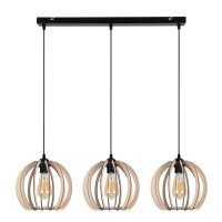 Lange Hängelampe Holz Metall E27 L:80 cm wohnlich