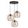 Suspension noire bois métal 3-flmg E27 L:40 cm