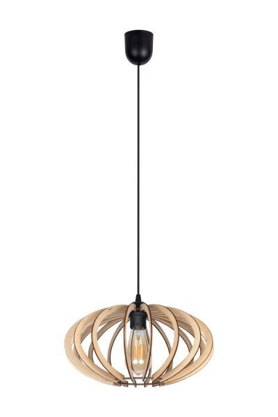 Suspension décorative en bois E27 Ø35 cm en noir