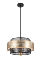 Blendarme Pendelleuchte Stoffschirm Schwarz Gold...