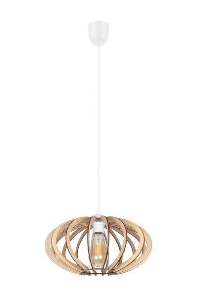Lampe à suspendre décorative en bois E27 Ø35 cm rond en blanc