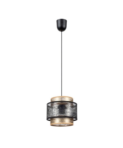 Blendarme Lampe à suspendre tissu métal noir or Ø20 cm