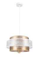 Suspension ronde tissu blanc or Ø40 cm E27...