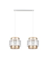 Suspension longue tissu blanc or 48 cm E27 faible...