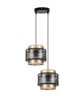 Suspension Tissu Noir Or L:33 cm E27 faible...