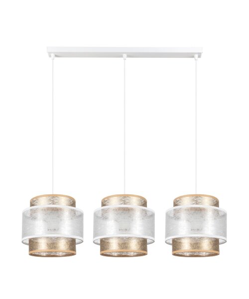 Suspension allongée tissu métal E27 3-flmg 75 cm