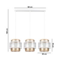 Suspension allongée tissu métal E27 3-flmg...