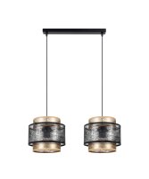 Suspension noir or 2 flammes E27 tissu...