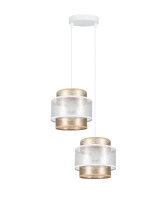Tissu Suspension Blanc Or E27 2 feux L:33 cm