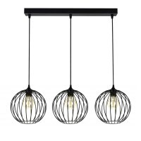 Lampe à suspendre E27 Noir Métal 3 flammes...