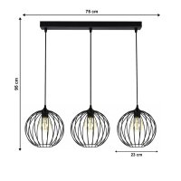 Lampe à suspendre E27 Noir Métal 3 flammes...