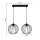 Suspension E27 noir métal 2 flammes L:60 cm
