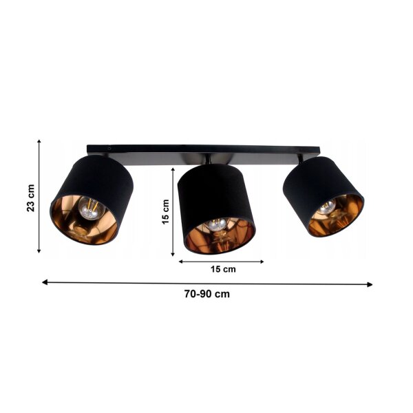 Spot de plafond réglable en tissu E27, longueur 90 cm, faible éblouissement
