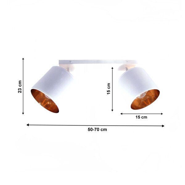 Spot de plafond mobile blanc or E27 2-flmg tissu
