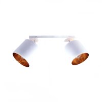 Spot de plafond mobile blanc or E27 2-flmg tissu