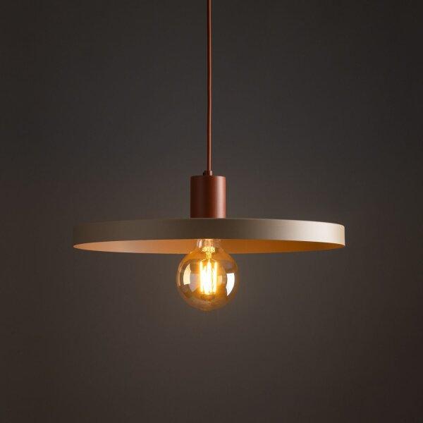 Lampe à suspendre vintage E27 Ø40 cm en rouge brique gris sable
