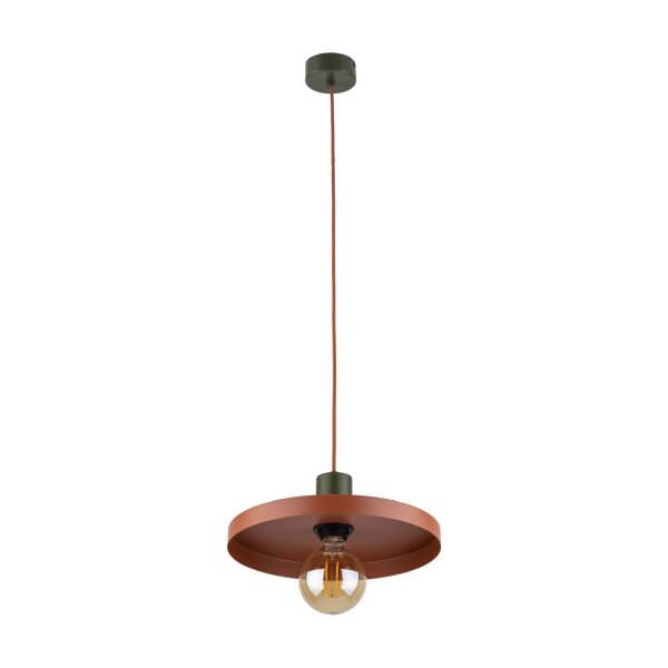 Suspension ronde E27 Ø30 cm brun vintage rouge brique