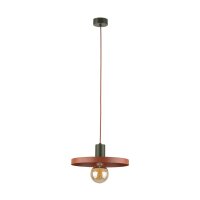 Suspension ronde E27 Ø30 cm brun vintage rouge brique