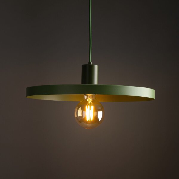 Lampe à suspendre verte E27 Ø40 cm ronde Vintage métal