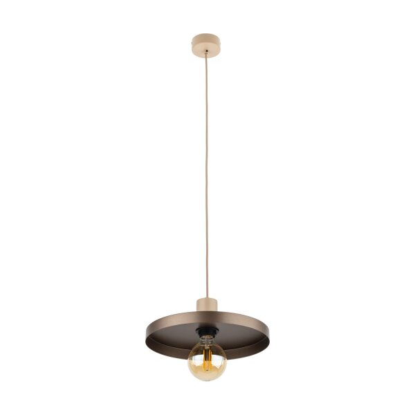 Suspension E27 Ø30 cm ronde Gris sable Marron Vintage