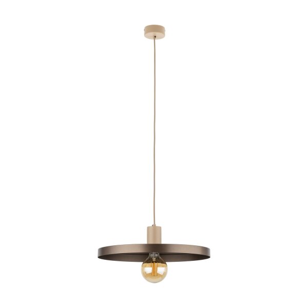 Lampe à suspendre E27 Ø40 cm ronde Gris sable Marron Vintage
