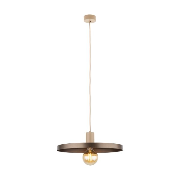 Lampe à suspendre E27 Ø40 cm ronde Gris sable Marron Vintage