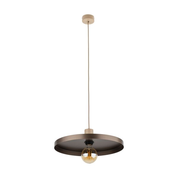 Lampe à suspendre E27 Ø40 cm ronde Gris sable Marron Vintage