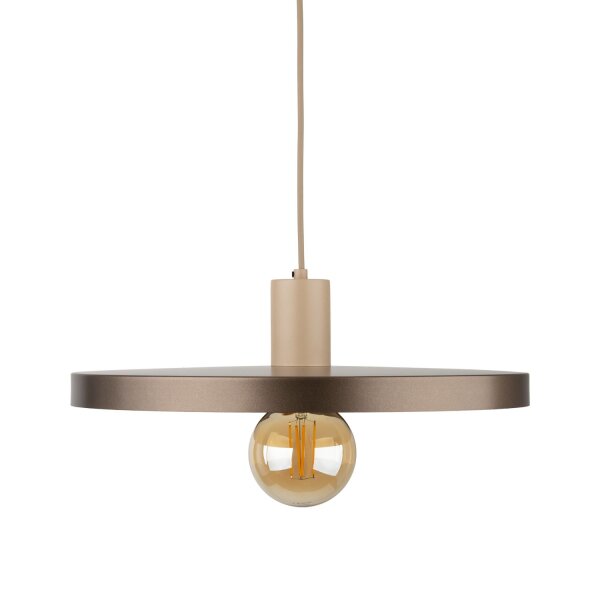 Lampe à suspendre E27 Ø40 cm ronde Gris sable Marron Vintage