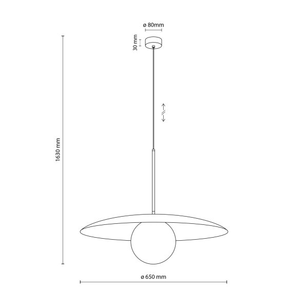 Blendarme Suspension Noir Métal Verre E27 Ø65 cm