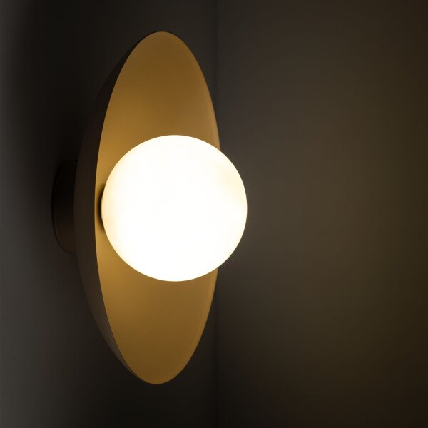 Applique Abat-jour en verre Métal rond Ø28 cm G9 Gris sable