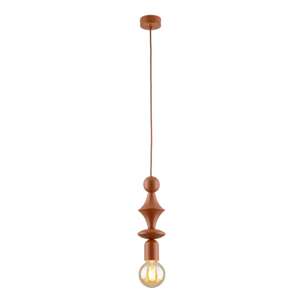 Lampe à suspendre rouge brique métal Ø10 cm E27 minimaliste