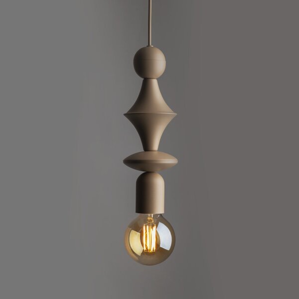 Suspension Gris sable Métal Ø10 cm E27 minimaliste