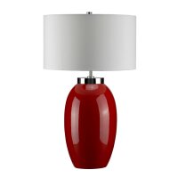 Lampe de table rétro THALIE Rouge Porcelaine...