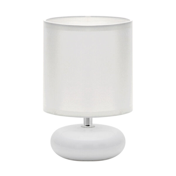 Tischlampe Weiß 20 cm klein Keramik Stoff E14