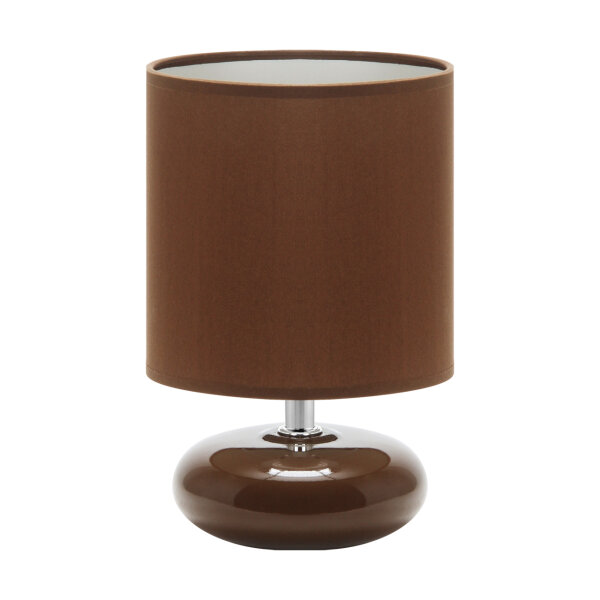 Petite lampe de table céramique tissu E14 20 cm brun