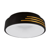 Plafonnier LED rond D : 38 cm Noir Blanc Or
