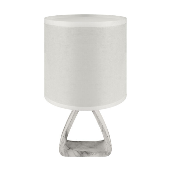 Tischlampe Stoff Keramik 27 cm hoch Grau Weiß E14
