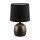 Lampe de table noir c&eacute;ramique tissu E14 25,5 cm MINOS