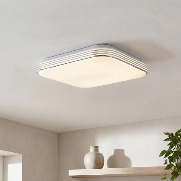 Lampe de plafonnier LED avec détecteur de mouvement IP44 L : 33 cm Blanc 4200 K