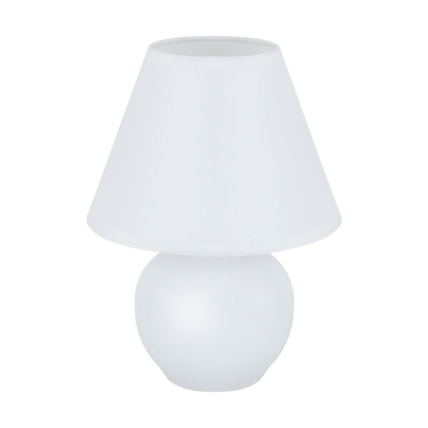 Lampe de table céramique tissu 24 cm de haut blanc E14