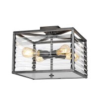 Plafonnier Métal Verre Largeur 39,2 cm Gris Gunmetal