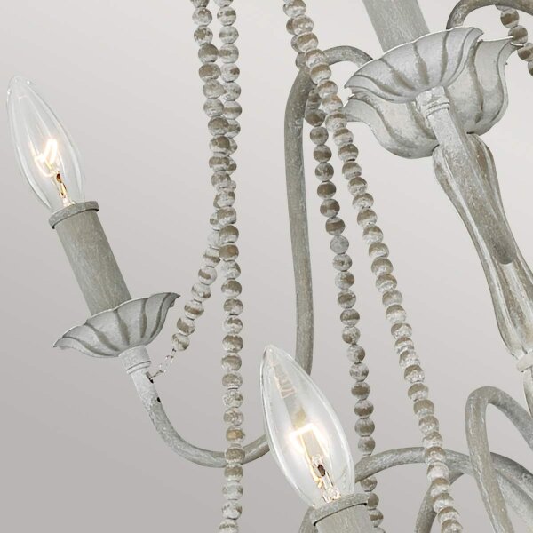 Lustre Landhaus Shabby L : 81,3 cm H : max. 311 cm Gris