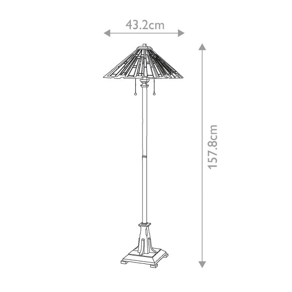Lampadaire style Tiffany 157,8 cm de haut Interrupteur à tirette 2x E27