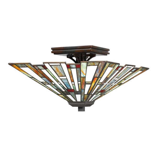 Deckenleuchte Metall Glas 36,7 cm breit Tiffany Stil 2x E27