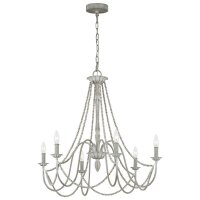 Lustre métal perles en bois 71,1 cm de large...