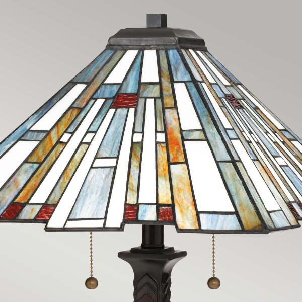 Lampe de table interrupteur à tirette 62,9 cm de haut style Tiffany 2x E27