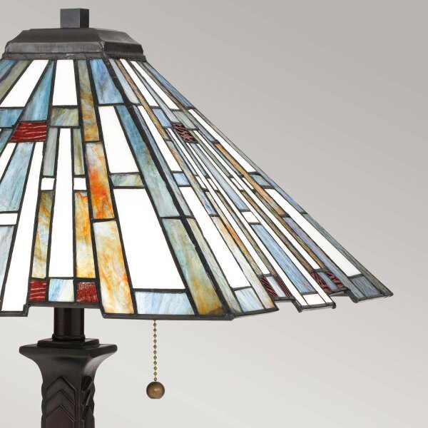 Lampe de table interrupteur à tirette 62,9 cm de haut style Tiffany 2x E27