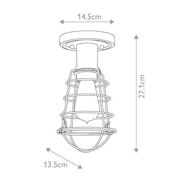 Deckenlampe Messing Antik D: 14,5 cm klein aus Metall E27