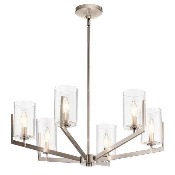 Kronleuchter Metall Glas E14 H: max. 123,7 cm verstellbar
