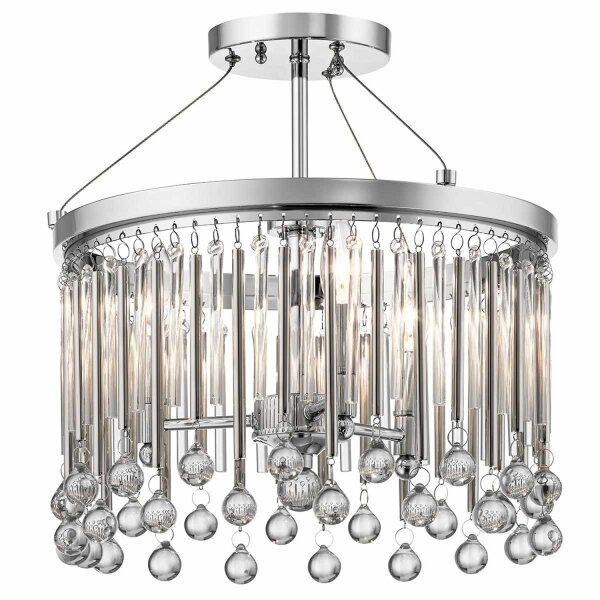 Deckenlampe Kristall Metall D: 38,1 cm Chrom 3x E14 rund